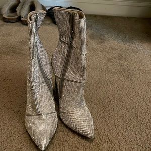 Silver Sequin Stiletto Booties